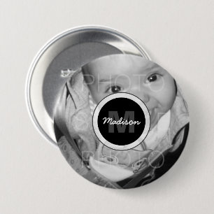 Customise Your Black White photo Monogram 7.5 Cm Round Badge