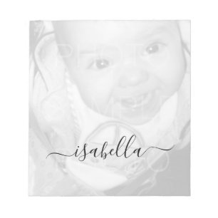 Customise Your Black White photo Monogram name Notepad