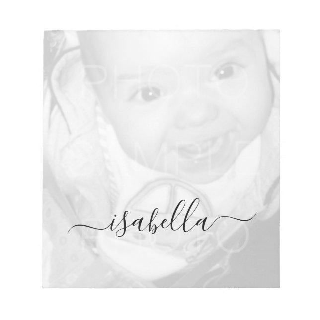 Customise Your Black White photo Monogram name Notepad (Front)