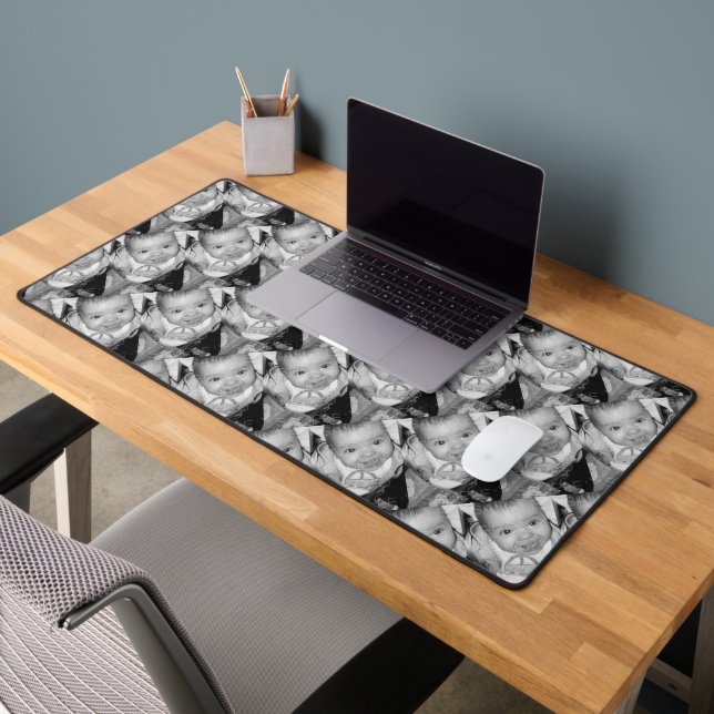Customise Your Black White photo pattern Desk Mat (Office 2)