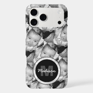 Customise Your Black White photo pattern Monogram