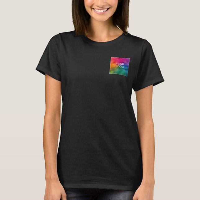 Customise Your Business Logo Elegant Black Modern T-Shirt (Front)