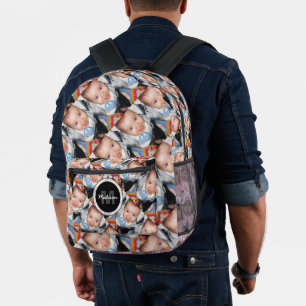 Customise Your custom five photo pattern Monogram Printed Backpack