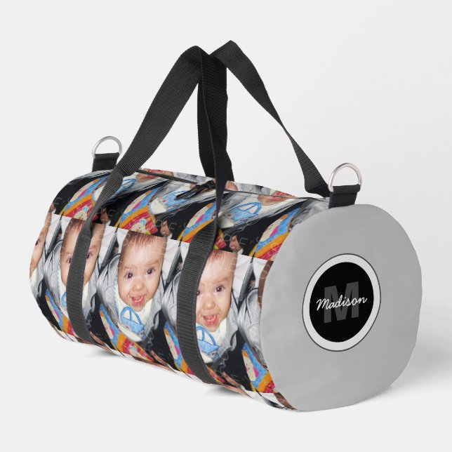 Customise Your custom photos pattern Monogram  Duffle Bag (Left Corner)