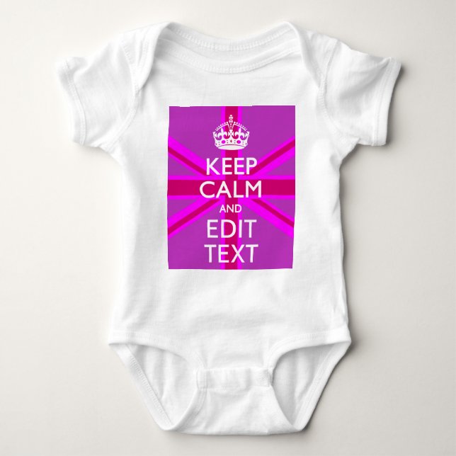 Customise Your Keep Calm Edit Text on Pink Union J Baby Bodysuit (Front)