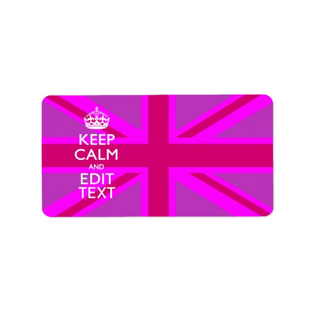 Customise Your Keep Calm Edit Text on Pink Union J Label (Front)