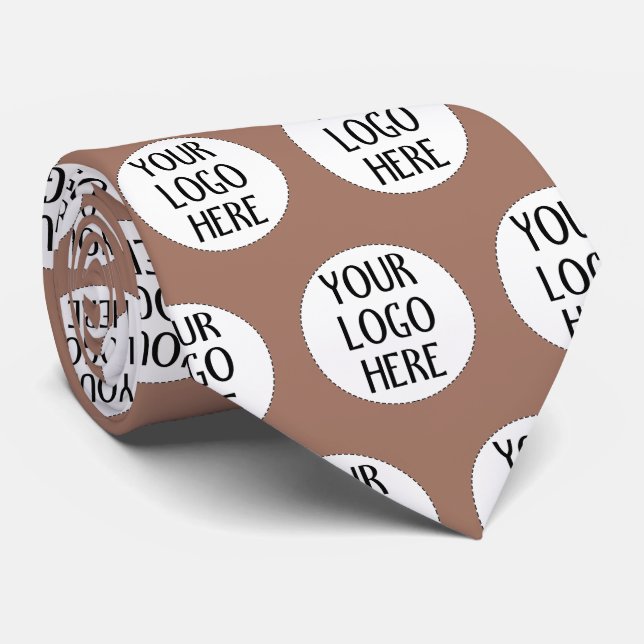 Customise Your Mocha Brown company logo pattern Tie (Rolled)