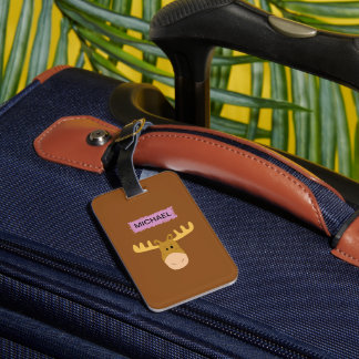 Customise your moose luggage tag. Type your name. Tag