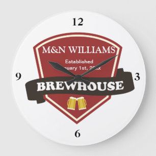 Customise Your Name Brewhouse Logo Large Clock
