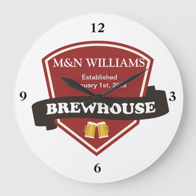 Customise Your Name Brewhouse Logo Large Clock (Front)
