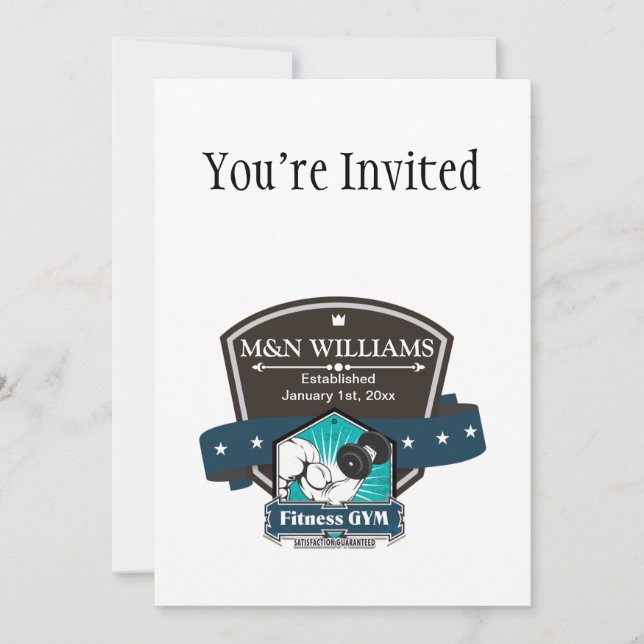 Customise Your Name Fitness Gym Logo Invitation (Front)