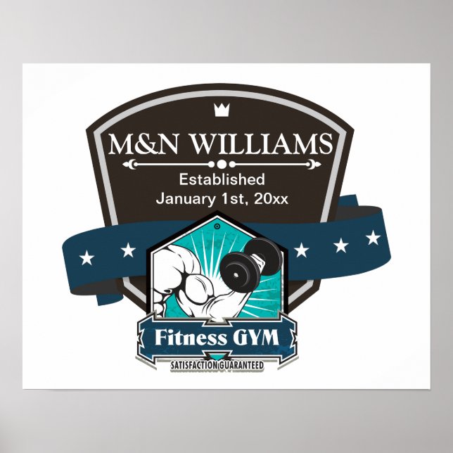 Customise Your Name Fitness Gym Logo Poster (Front)