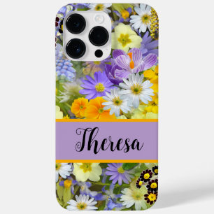 Customise your name Girly Bright Flowered  Case-Mate iPhone 14 Pro Max Case