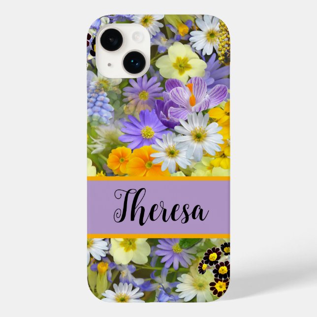 Customise your name Girly Bright Flowered  Case-Mate iPhone Case (Back)