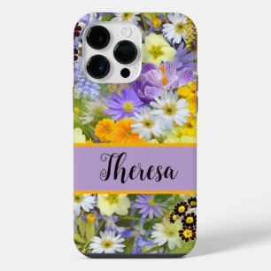 Customise your name Girly Bright Flowered iPhone 14 Pro Max Case