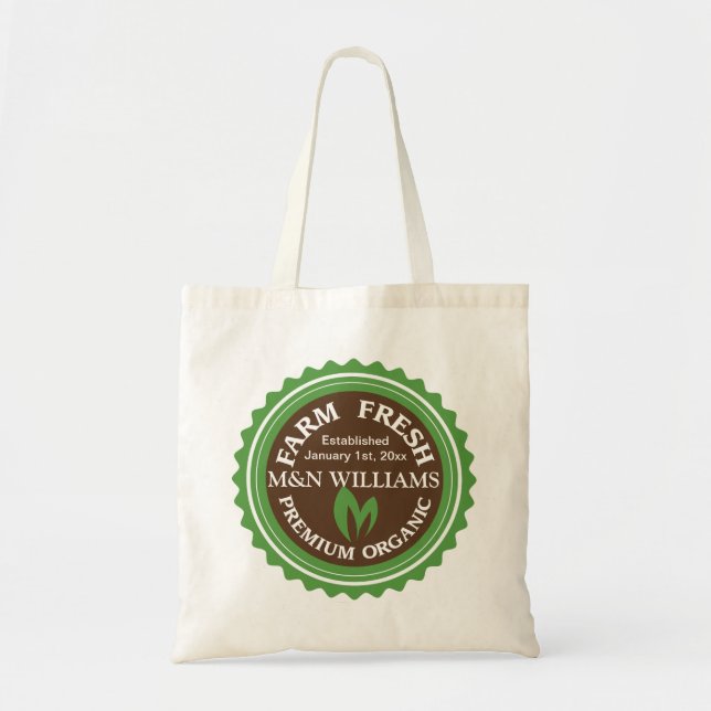 Customise Your Name Organic Farm Logo Tote Bag (Front)