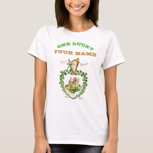 Customise Your Name St Patricks Day Blarney Castle T-Shirt (Front)