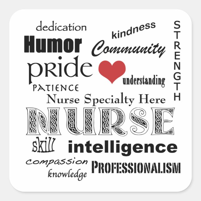 Customise Your Nurse Type-Attributes+Heart Square Sticker (Front)