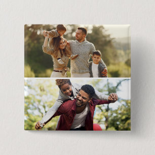 Customise Your Own 2 Photo Collage 15 Cm Square Badge