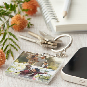Customise Your Own 2 Photo Collage Poster Key Ring