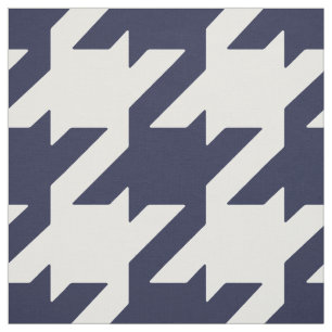 Customise your own bold blue white houndstooth fabric