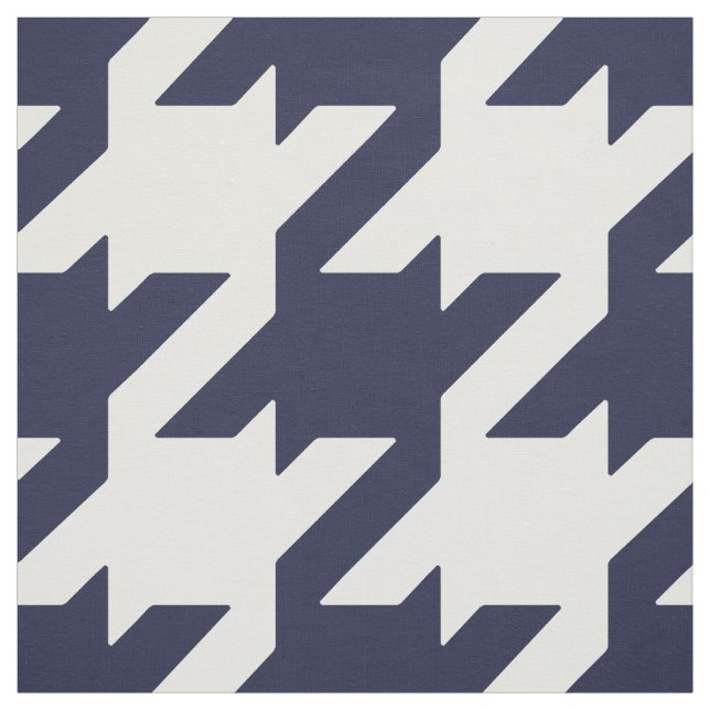 Customise your own bold blue white houndstooth fabric (Swatch)