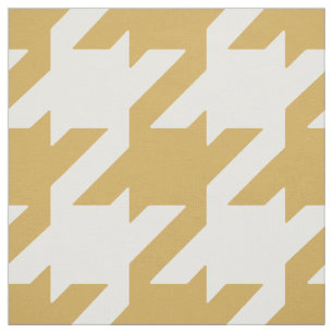 Customise your own bold gold white houndstooth fabric