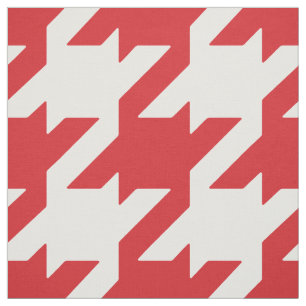 Customise your own bold red white houndstooth fabric