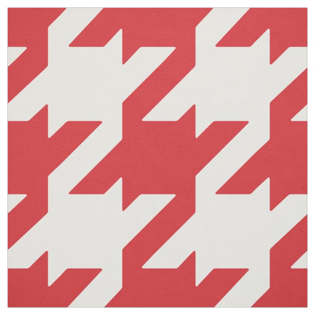 Customise your own bold red white houndstooth fabric (Swatch)