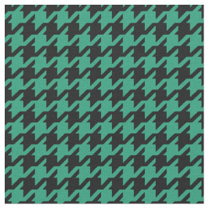 Customise your own green black houndstooth pattern fabric