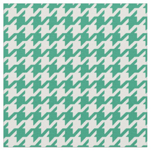 Customise your own green white houndstooth pattern fabric