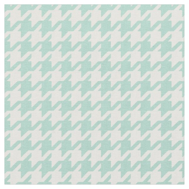 Customise your own mint white houndstooth pattern fabric (Close Up)