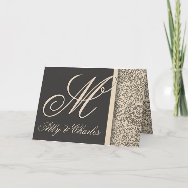 Customise your own monogram wedding note card (Front)
