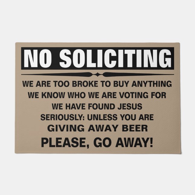Customise Your Own No Soliciting Sign Doormat (Front)