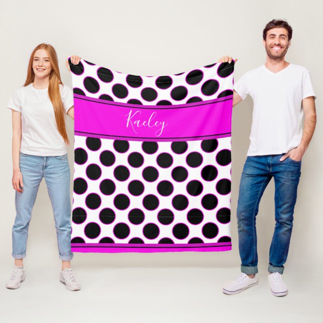 Customise your own - Pink and polka dot design Fleece Blanket (In Situ)