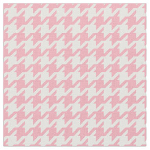 Customise your own pink houndstooth pattern fabric