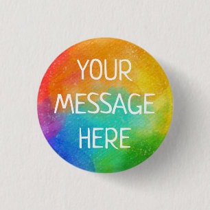 Customise your own rainbow watercolor 3 cm round badge