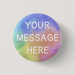 Customise your own rainbow watercolor 3 cm round badge