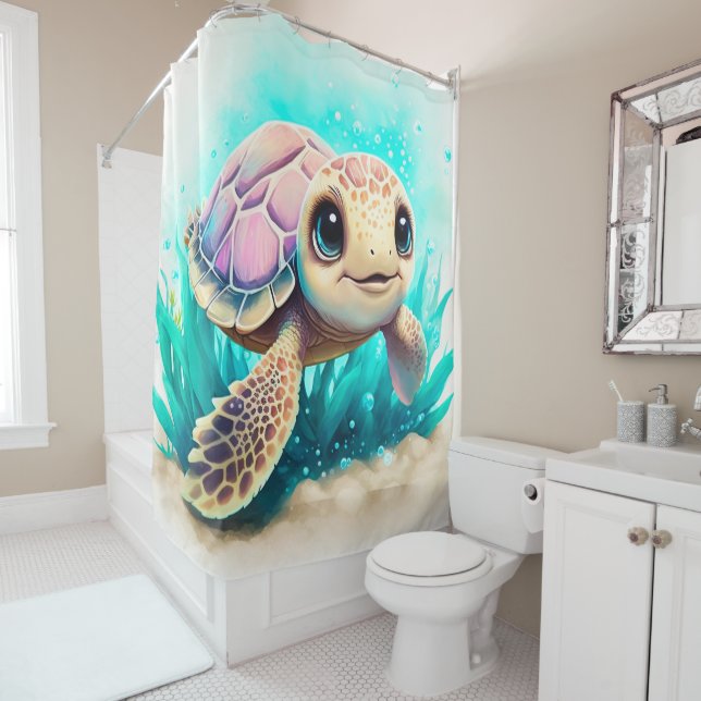 Customise Your Own Shower Curtain With Sea Turtle (In Situ)