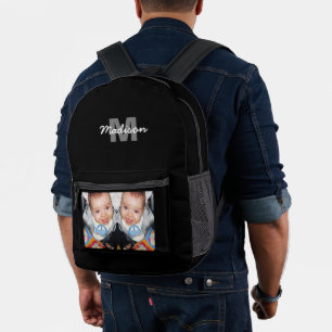 Customise Your photo custom monogram black Printed Backpack