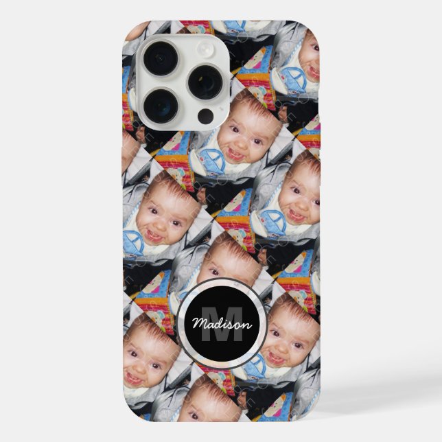 Customise Your photo pattern Monogram iPhone Case (Back)