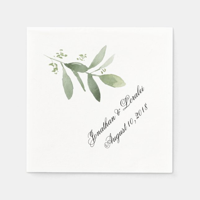 Customise your wedding napkins greenery (Front)