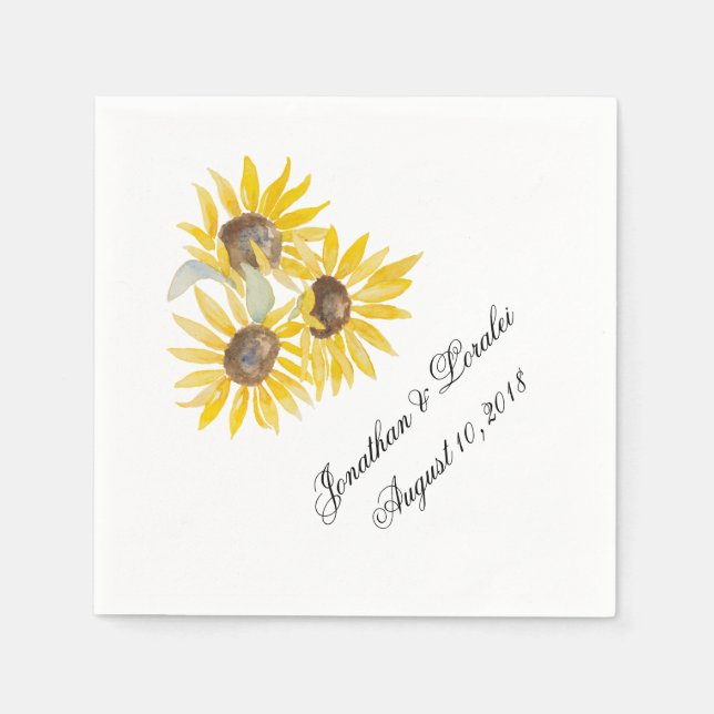 Customise your wedding napkins Sunflowers (Front)