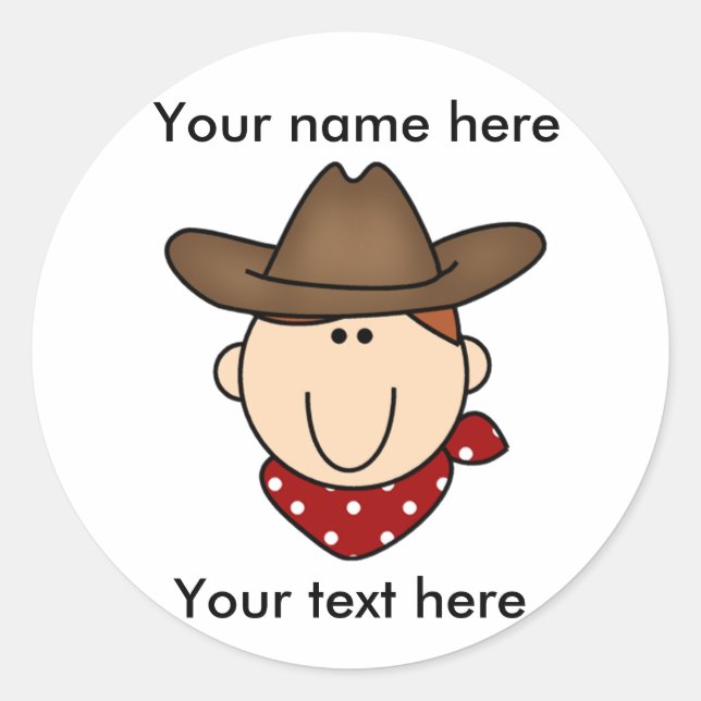 Customise Yourself Cowboy  Classic Round Sticker (Front)