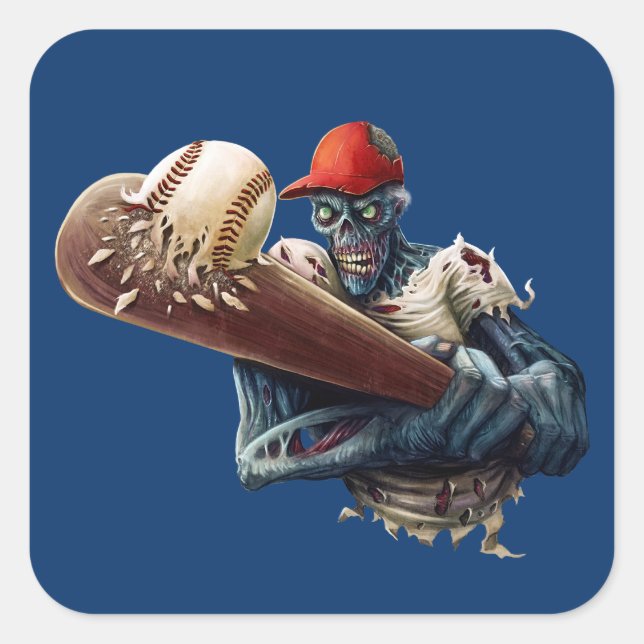Customise Zombie Baseball Slugger Scary Halloween Square Sticker (Front)