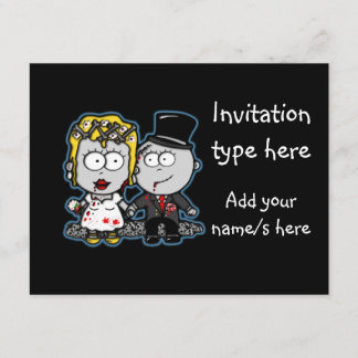 Customise Zombie bride and groom wedding invites