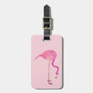 Customiseable flamingo luggage label