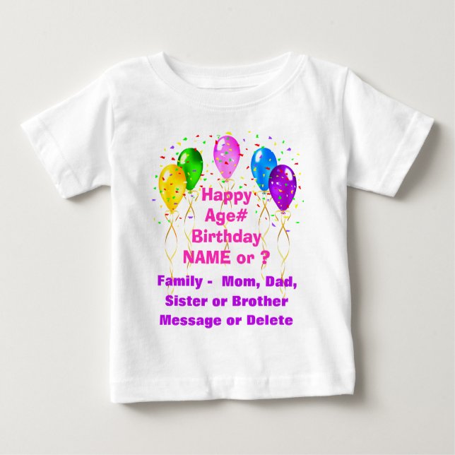 Customised 1st Birthday Shirts for Family, Any AGE (Front)