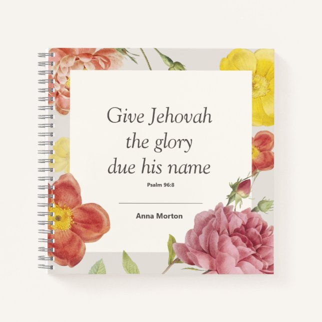Customised  2025 JW Year Text Psalm 96:8 Notebook (Front)
