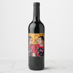 Customised 2 Photo Double Sided  Wine Label